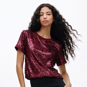 ✨Twelve by OnTwelfth Stunning Burgundy Sequin Blouse ✨